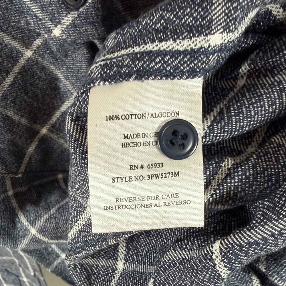 Men's PX Navy Blue Plaid Long-Sleeve Button-Down Shirt - Picture 5 of 6